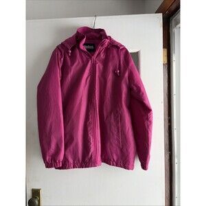 Totes Women M Nylon Lined Dark Plum Windbreaker Jacket Coat Full Zip Spring Fall
